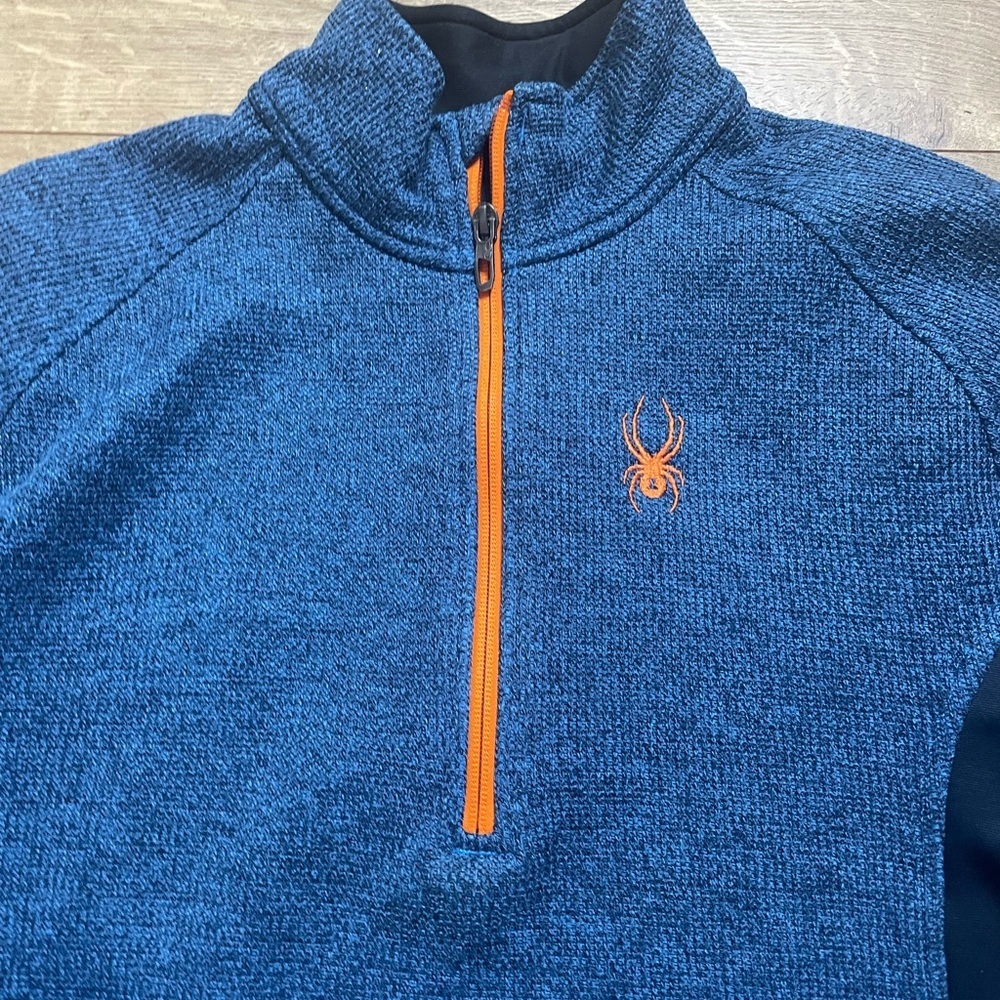 Spyder men's outbound core half zip fleece lined pullover sweater medium blue - Picture 4 of 15